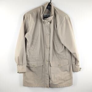 Cabin Creek Small Field Jacket Plaid Lined Utility Coat Khaki Womens